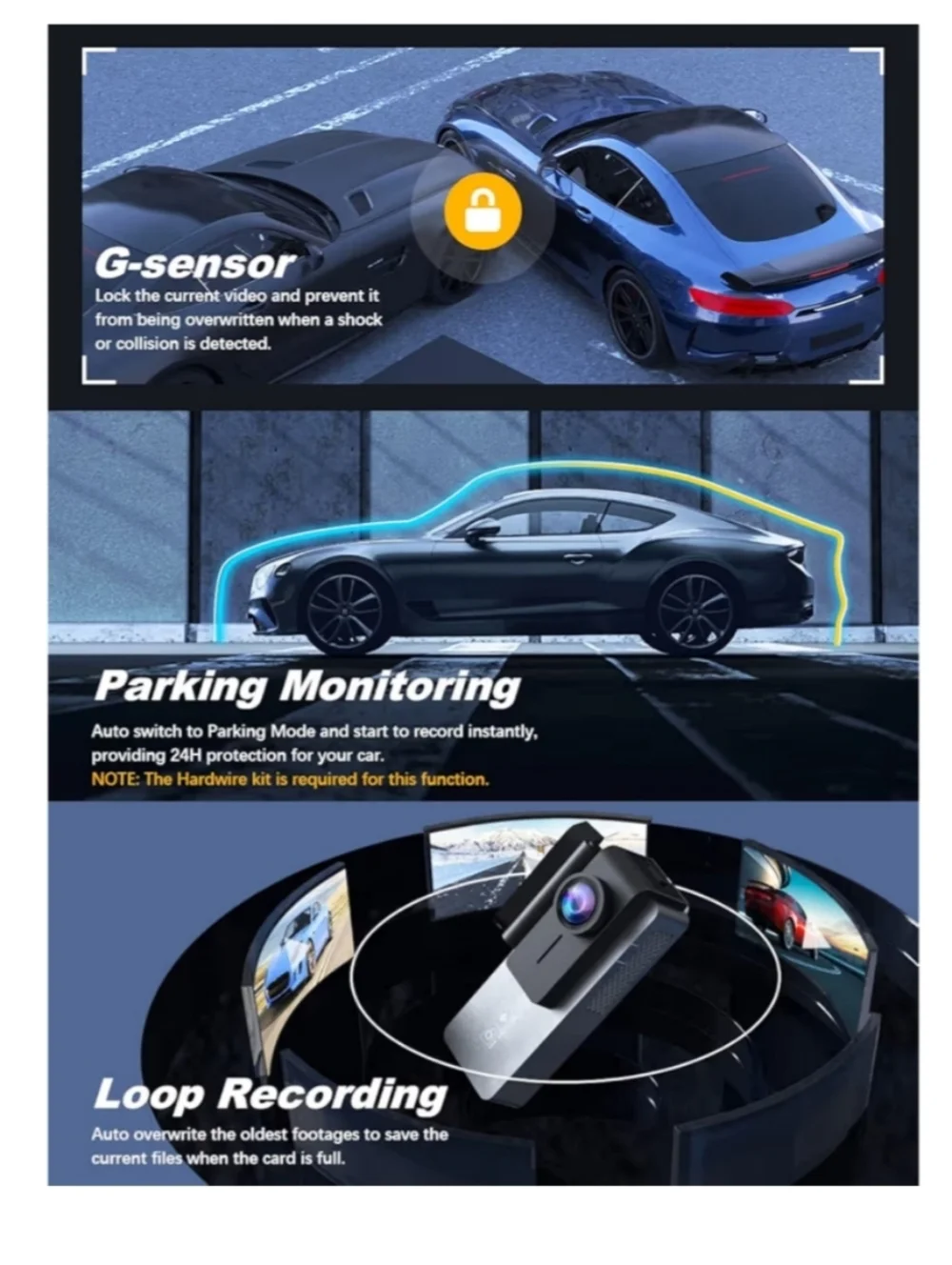 ARIFAYZ Dash Cam Front and Rear 4K+1080P